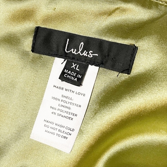 Lulus Classy Night Out Lime Green Satin Slit Leg Jumpsuit XL cocktail event - Picture 8 of 13